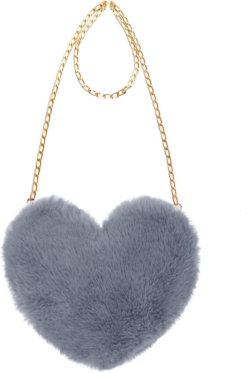 Miayon Heart Shaped Faux Fur Clutch Purse Fluffy Crossbody Shoulder Bag for Women Halloween Christmas Valentine - Image 1